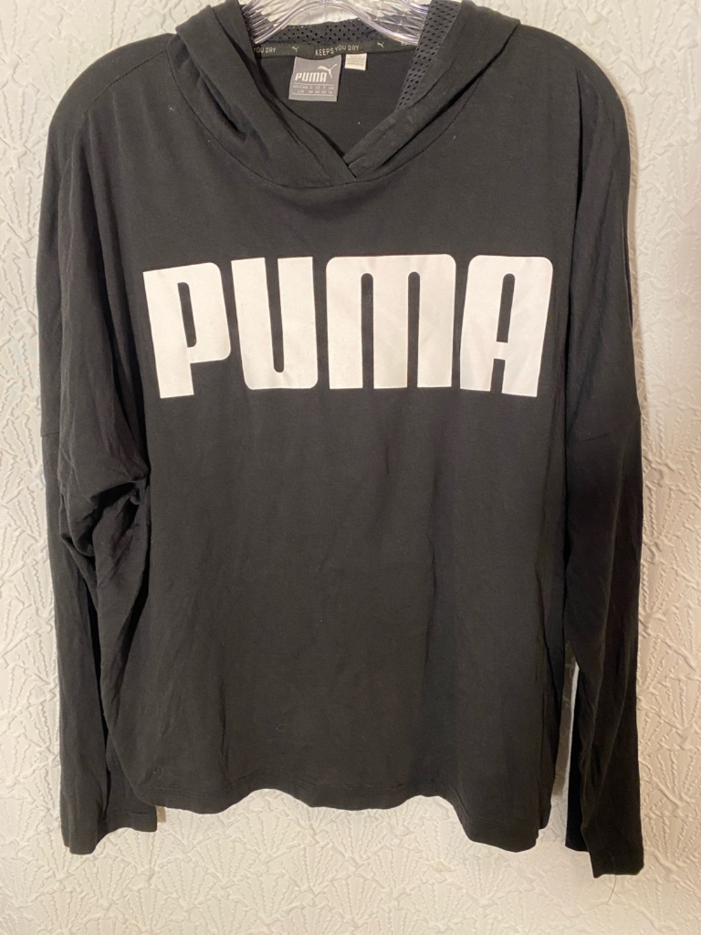 Puma Black Hoodie with Large White PUMA Script